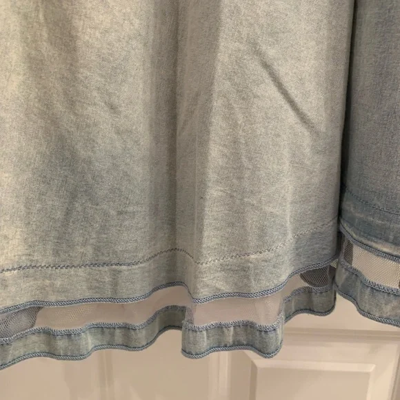 Juliette Light Blue Denim Skirt with Ruffle Hem - Picture 10 of 12